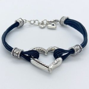 Brighton Heritage Silver HEART Black Leather